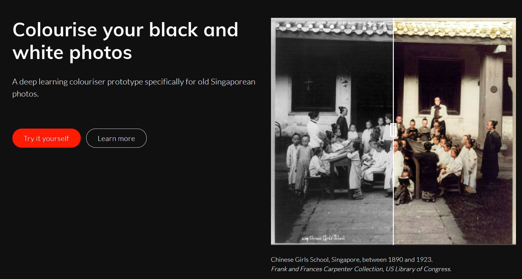 Mewarnai foto hitam putih di colourise.sg..
