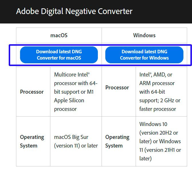 Unduh Adobe DNG Converter..