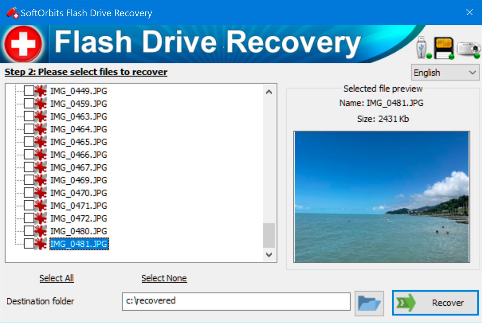 SoftOrbits Flash Drive Recovery Tangkapan Layar.