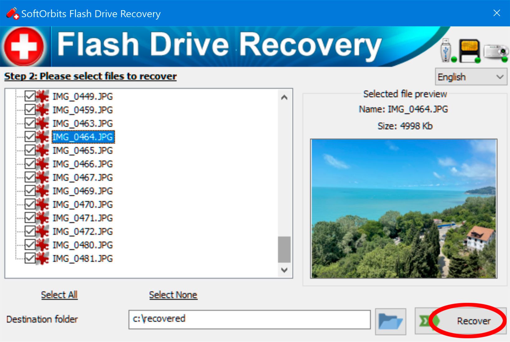 Memulihkan file dari flash drive..