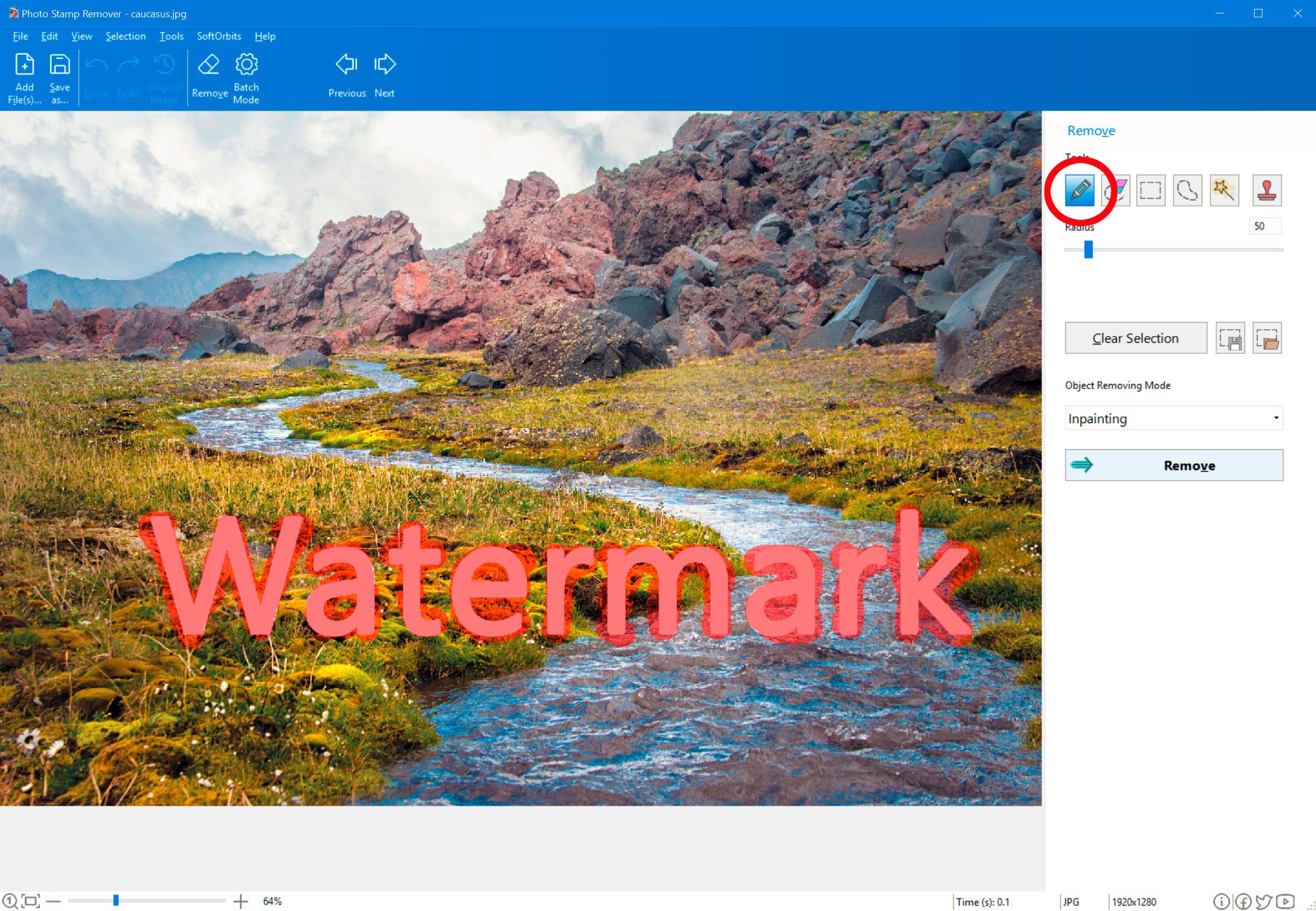 Alat penanda untuk menghapus Watermark Foto iStock..