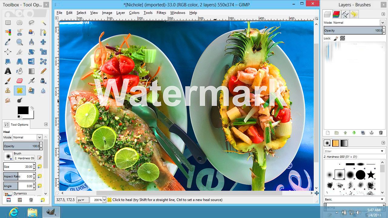 Hapus watermark di GIMP..