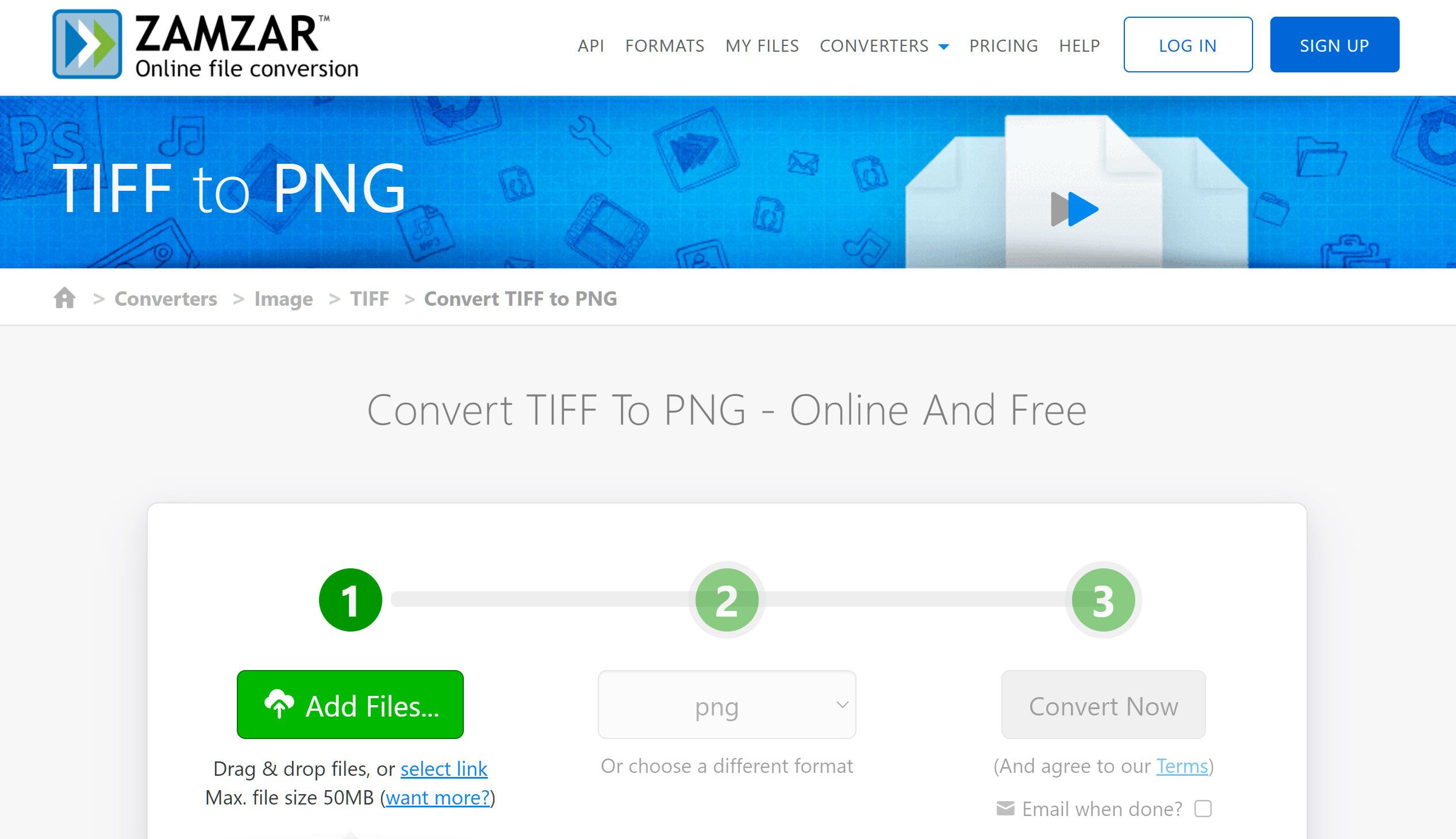 Buka Konverter Online TIFF ke PNG..