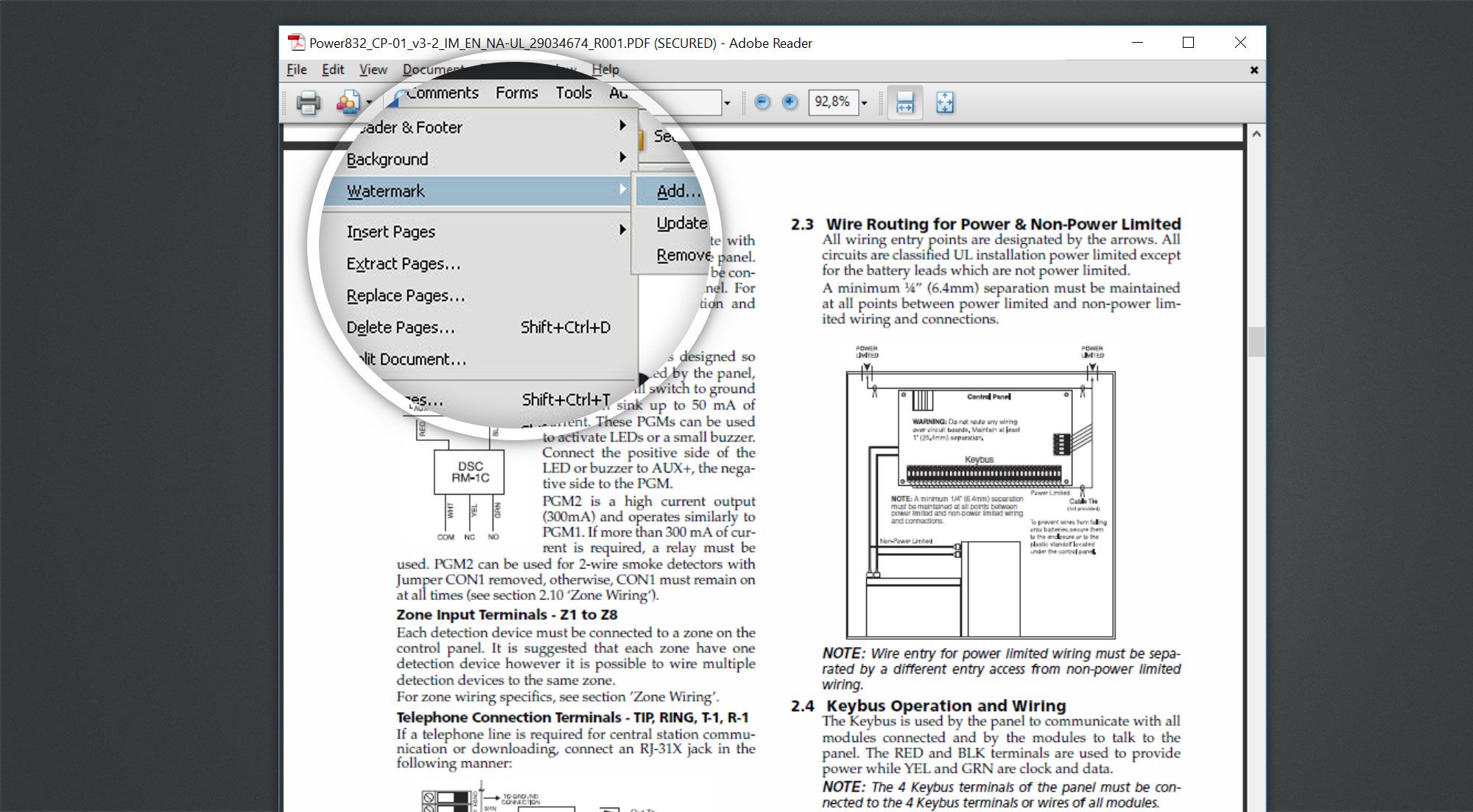 Hapus watermark dari PDF menggunakan Adobe Acrobat Reader.