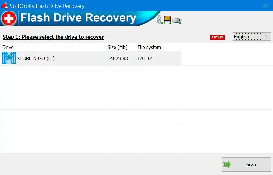 SoftOrbits Flash Drive Recovery Tangkapan Layar.
